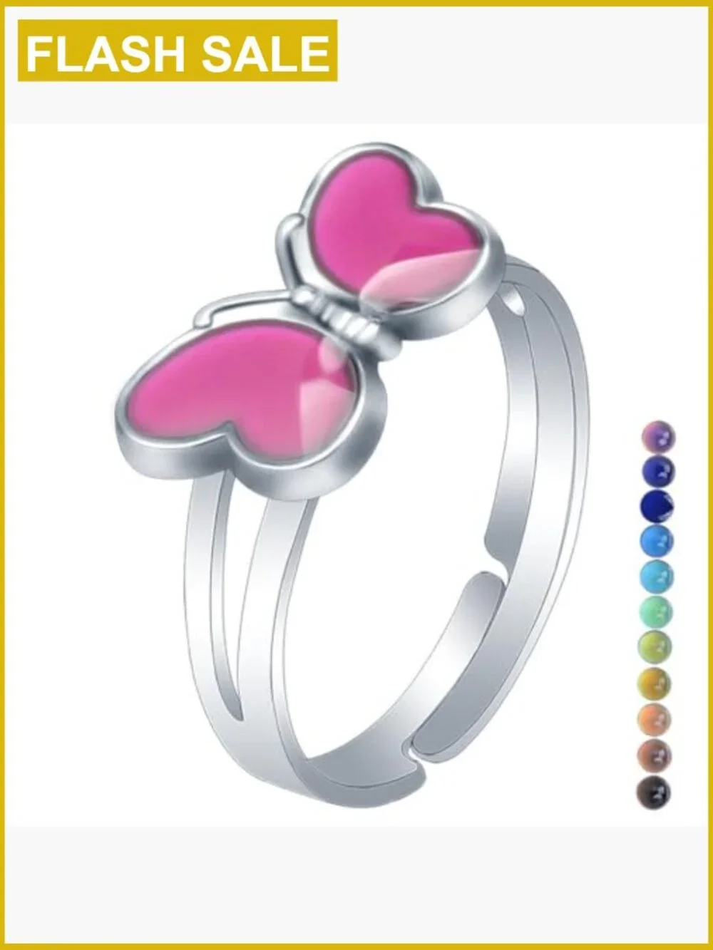 2 Pcs Mood Ring Set - Color Change Temperature Sensitive Adjustable Alloy Rings